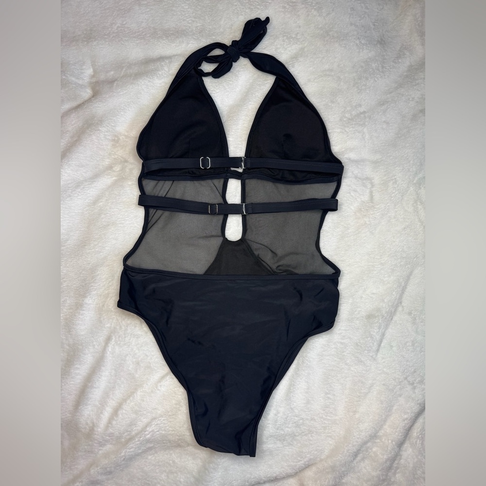 Stylish Black One Piece Swimsuit